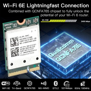 Qualcomm QCNFA765 WiFi 6E Adaptor Nirkabel Kartu Jaringan M. 2 Pita Tri 2.4/5/6GHz Bluetooth 5.2 NFA765 12 wifi m2 penjualan terbaik - №