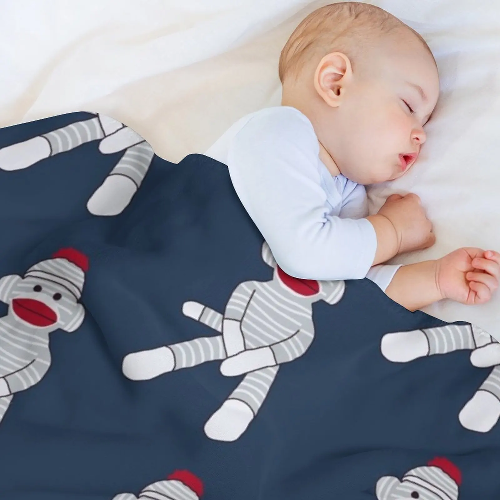 March 7th Sock Monkey Day Throw Blanket Ultra Plush Cozy Blanket for Napping Sleeping view 3