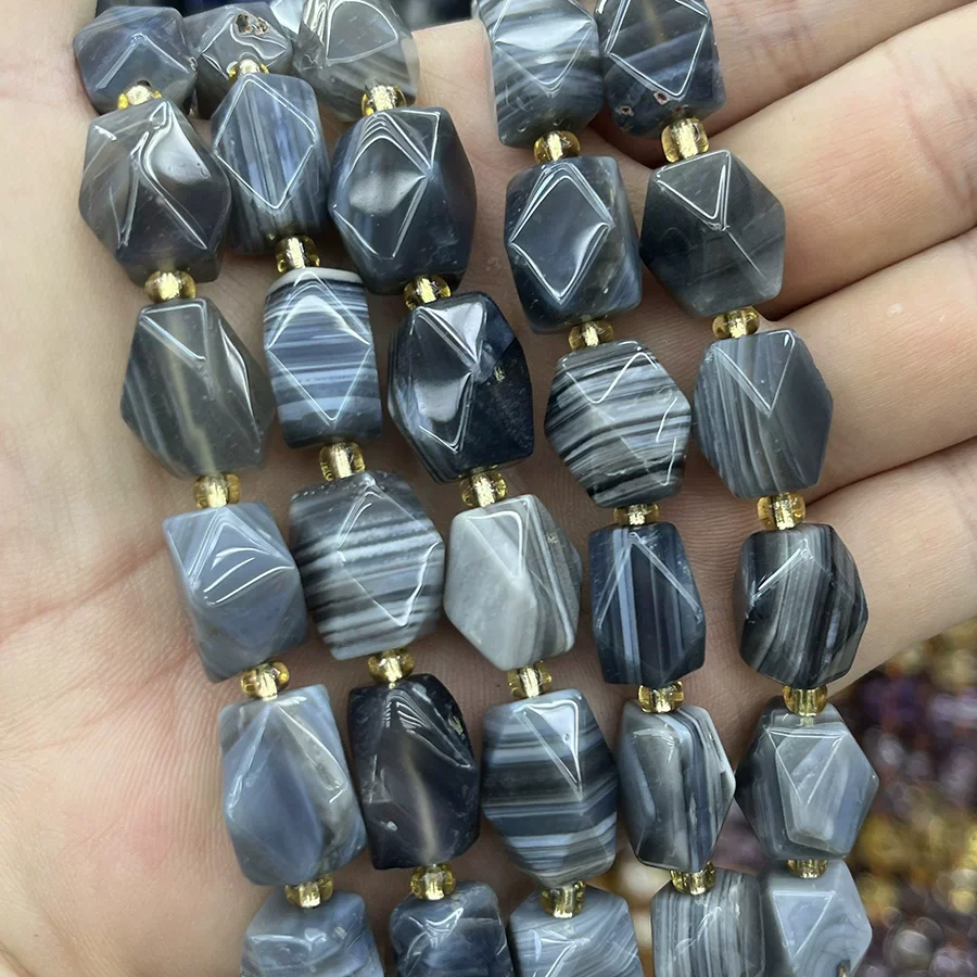 

High Quality Natural Persian Gulf Agate Conformal Section Irregular Faceted Loose For Jewelry Making DIY Necklace Bracelet 15''