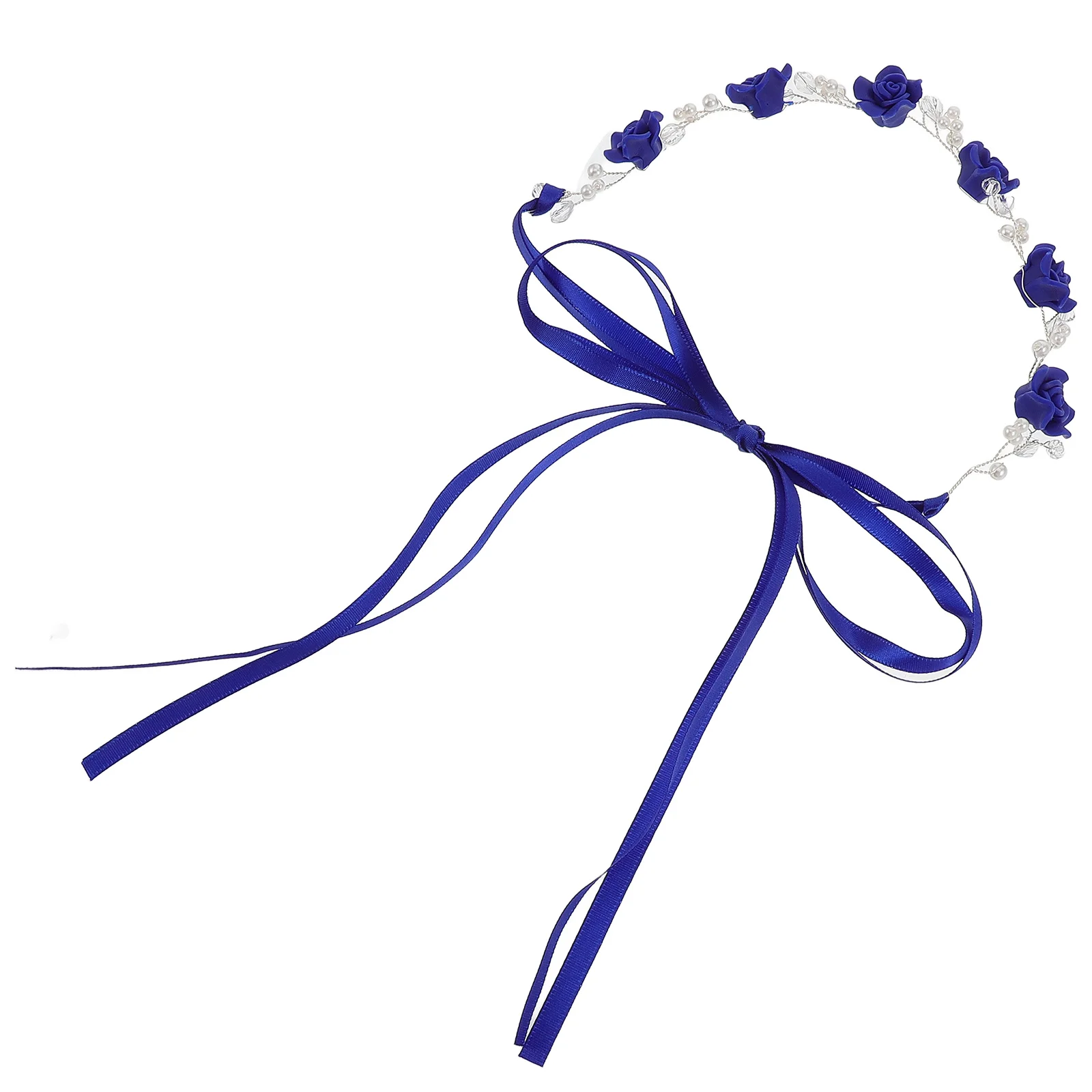 

Vintage Floral Pearl Headband Handmade Elegant Wedding Hair Accessories Adjustable Soft Bridal Headpiece Party Flower Hairband
