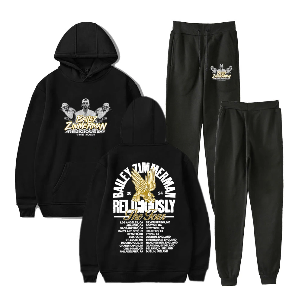 

Bailey Zimmerman Religiously The Tour 2024 Hoodie Jogger Pants Two Piece Set Sweatshirts+Sweatpants Women Men's Set