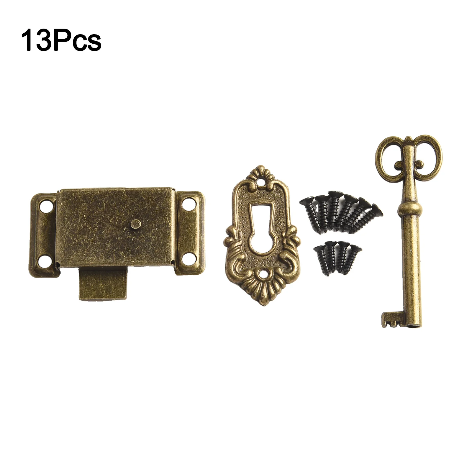 Vintage/ Door Lock Kit For Furniture Including Drawers Cabinets Wardrobes And Cupboards With Key And Trim Sheet