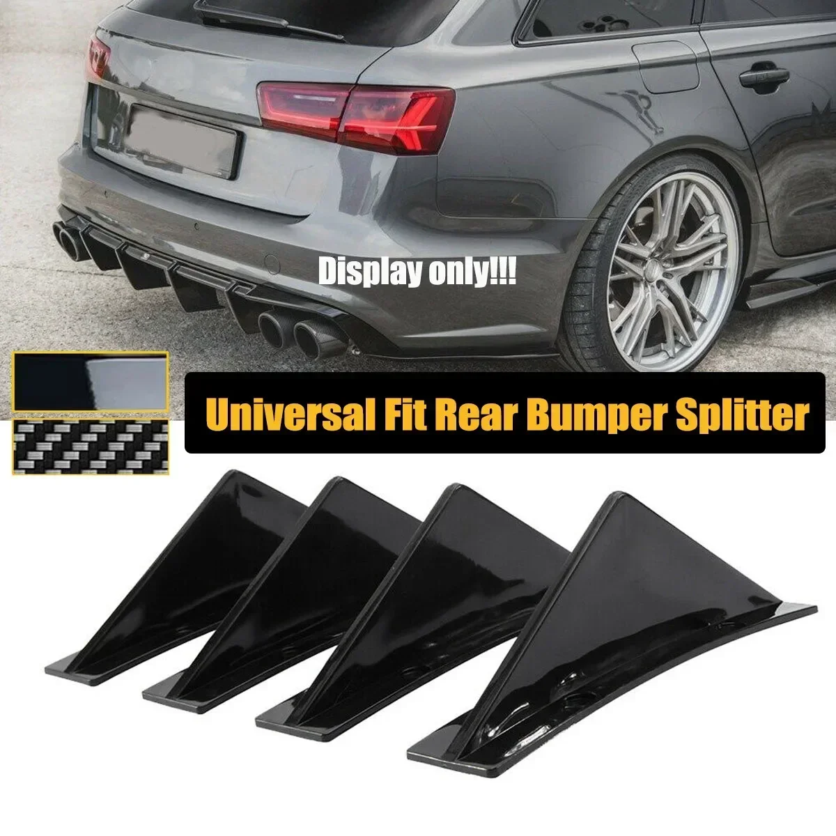 4PCS/SET Curved Universal For AUDI A3 A4 A6 A7 A8 TT Rear Bumper Shark Fin Wing Splitter Aprons Diffuser Spoiler Car Accessories