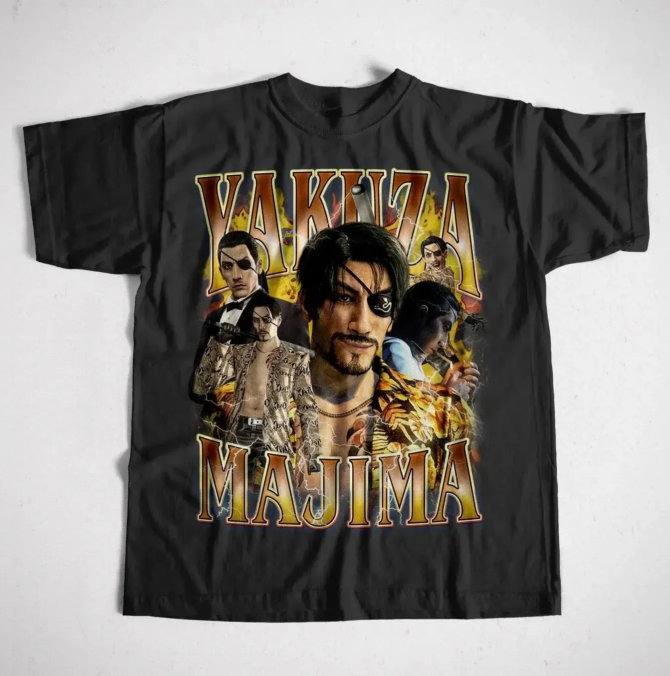 Japanese Gaming Graphic Shirt Vintage Tops KYakuza Majima Mad Dog of Shimano Tee O Neck T Shirts Casual Loose Streetwear Unisex