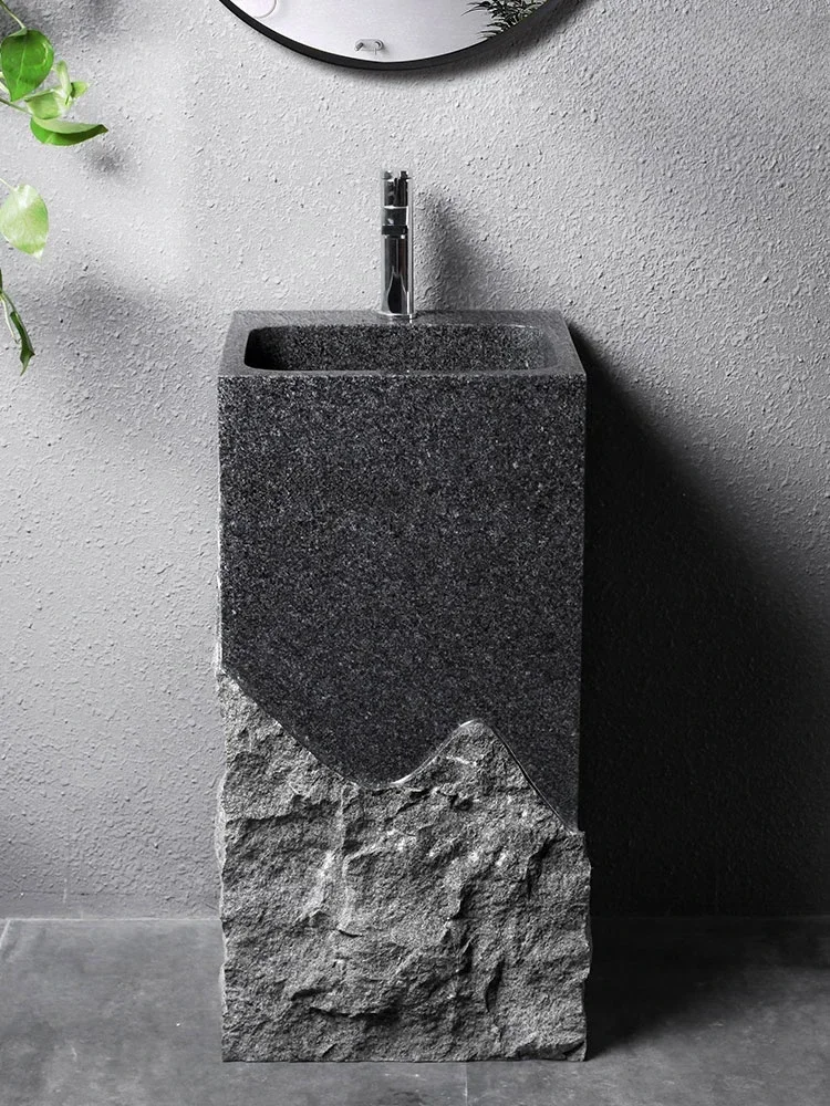 Whole Stone Column Basin, Outdoor Courtyard, Floor Standing, Light Luxury Washbasin, Household Balcony, Stone Sink