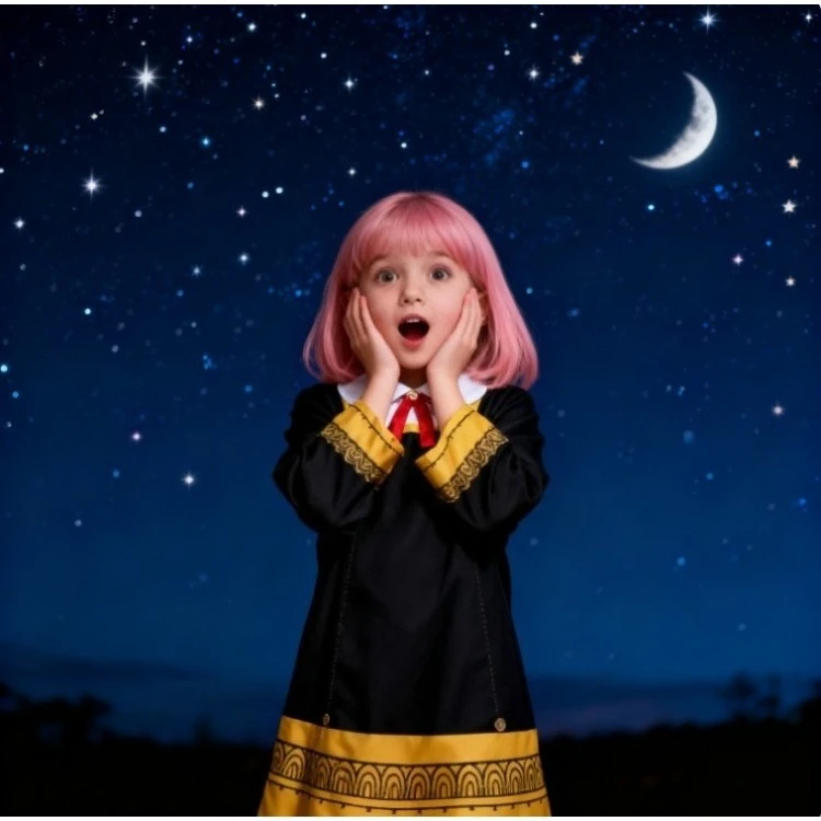 أنيمي أنيا تأثيري حلي تجسس الأسرة أنيا مزور الأسود والذهبي الحرم الجامعي فستان موحد دمية الوردي شعر مستعار مجموعة كاملة هالوين كرنفال #6