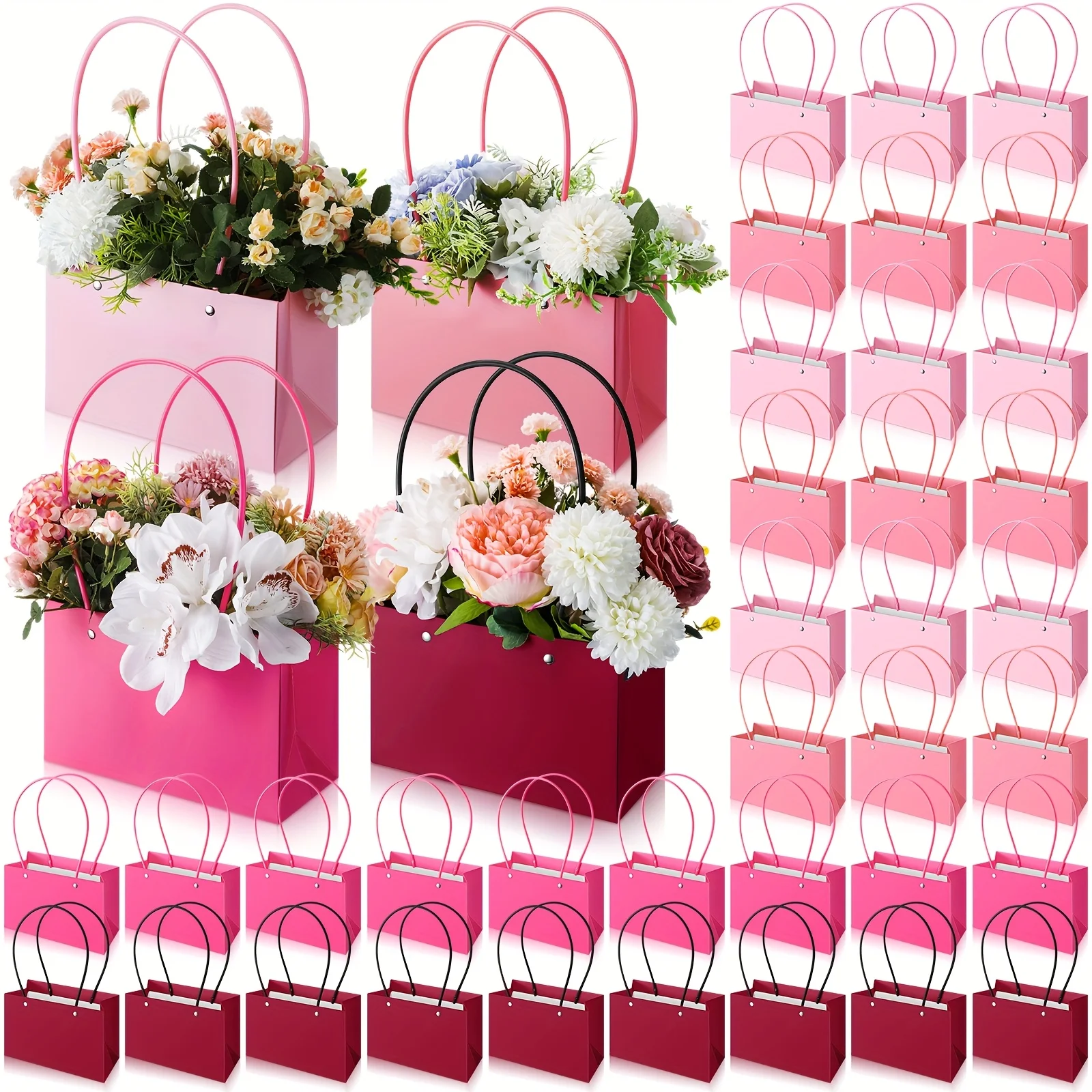 

36pcs Flower Gift Bags Boxes For Flowers Arrangements Mother'S Day Portable Bouquet Kraft Paper Wrapping Bags(Gentle Colors)