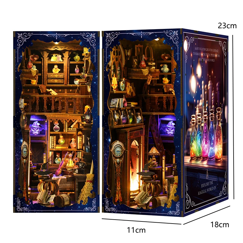 DIY Houten Boekenhoekje Insert Kit Poppenhuizen Bouwspeelgoed Boekensteunen Boekenplank Decor Poppenhuizen Speelgoed Voor Kinderen Kerstcadeaus