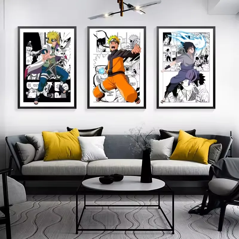 

Naruto Canvas Painting Kakashi Sasuke Poster Hanging Picture Children's Room Bedroom Mural Anime Inspirational Animation Mural