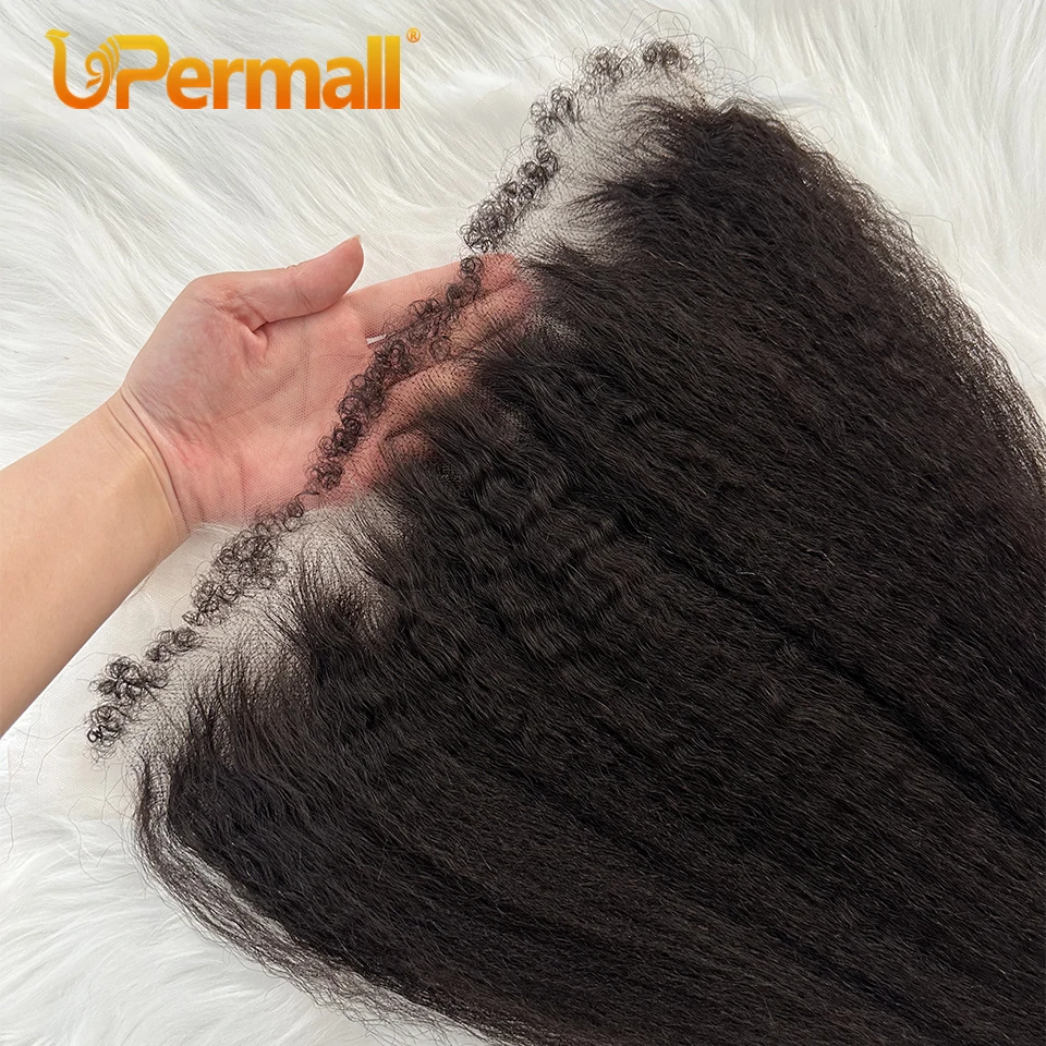 Kinky Direto Encaracolado Cabelo Humano Lace Frontal, Upersmall Yaki, Kinky, Encaracolado, Linha Fina Do Bebê, HD, Transparente, Completo Apenas Frente, Hybird, 28 ", 13x6, 13x4