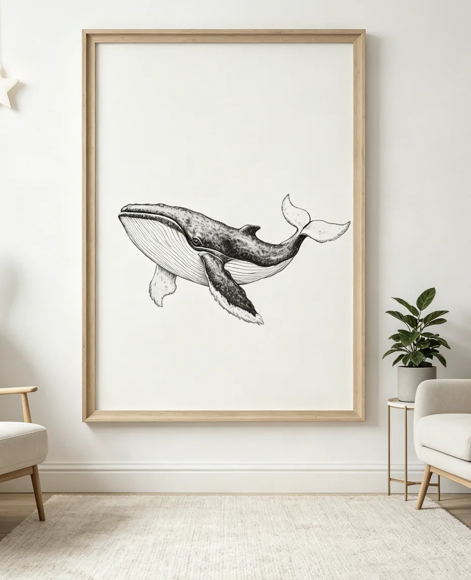 لوحة فنية لحيتان، ديكور بسيط ل - مراجعة Baby Nursery Art وسعره