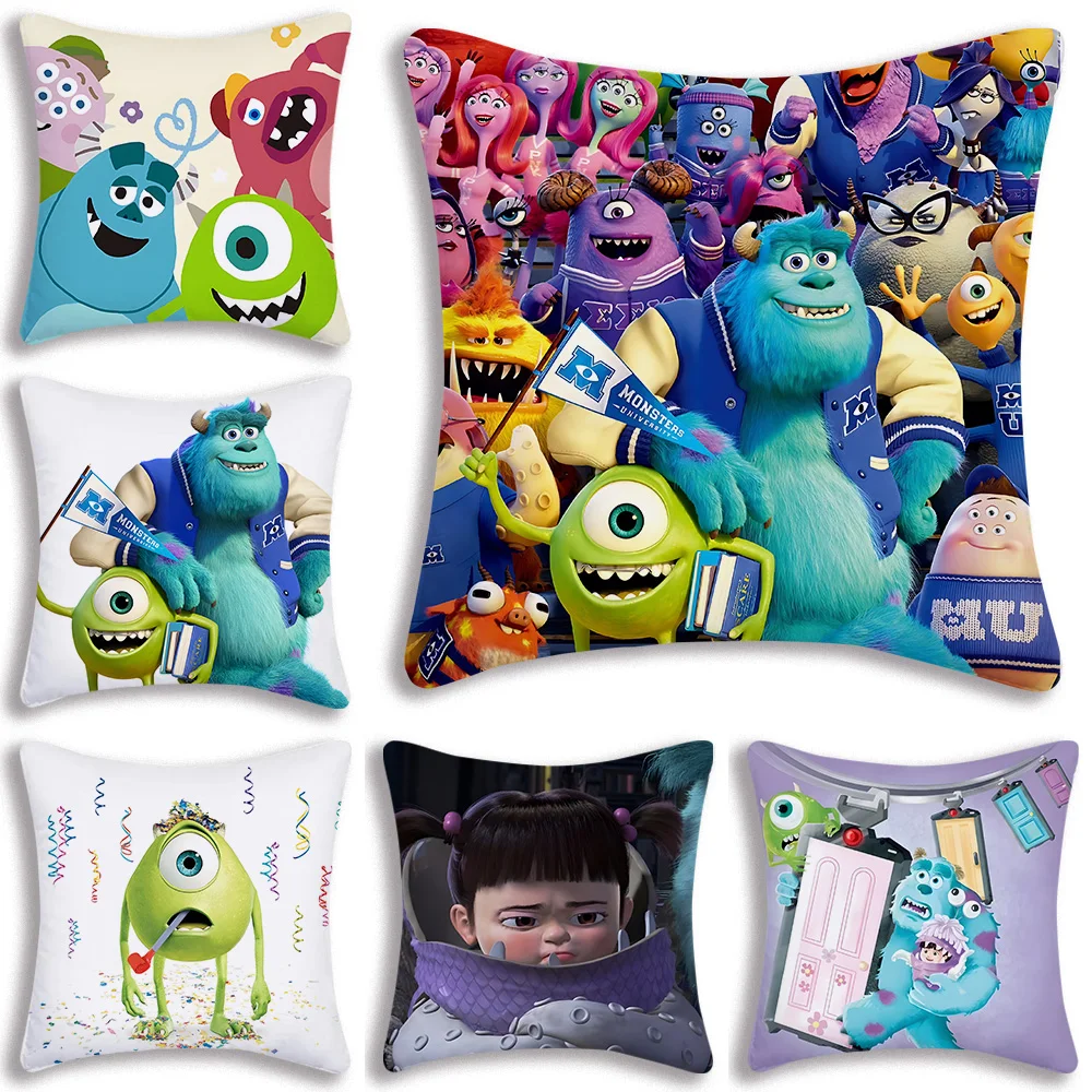 

Cartoon M-Monsters Inc Pillow Covers Cartoon Sofa Decorative Home Double-sided Printing Short Plush Cute Cushion Cover