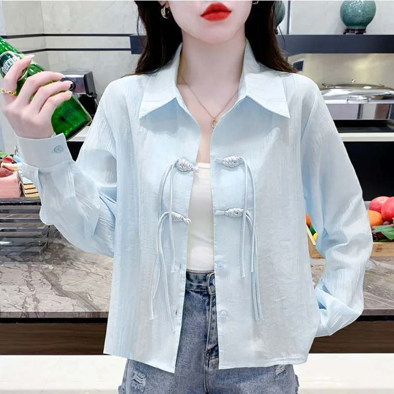 

Summer Female Retro Style Sunscreen Clothing Coat Women Thin Style Chiffon Shirt Tops Jacket Lady New Short Cardigan Blouse Coat