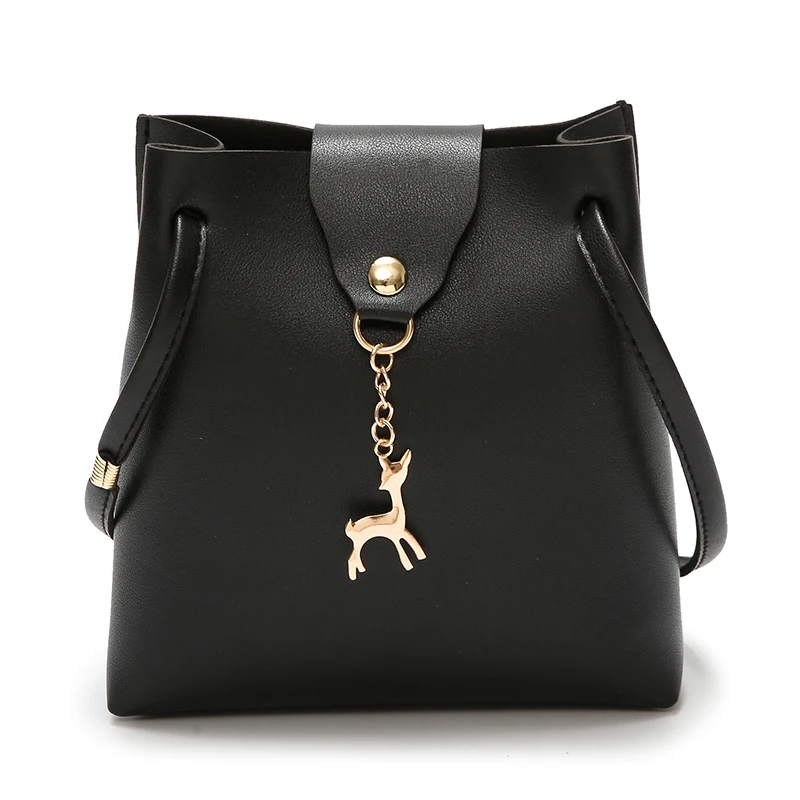 PU Leather Women's Mini Crossbody Bag Deer Pendant Shoulder Bags Purse Female Small Messenger Bag Handbag Wallet Change Pouch