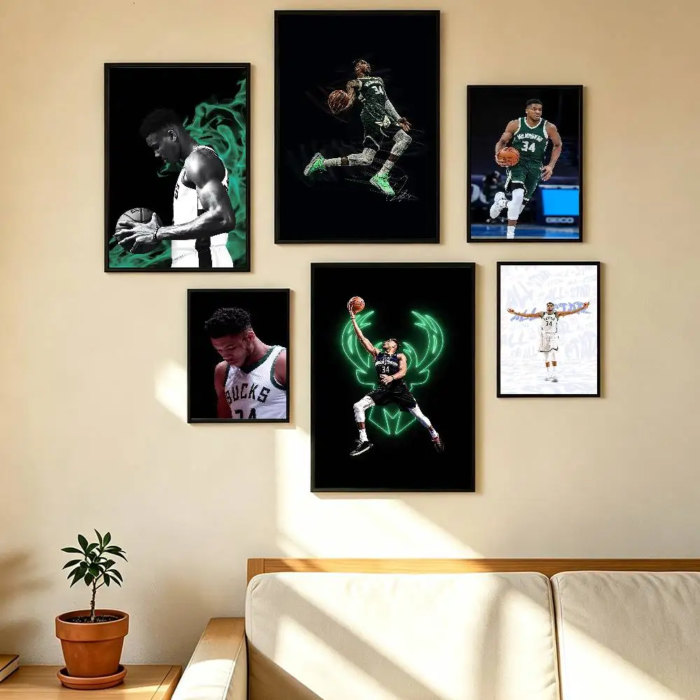 Giannis Antetokounmpo Poster High Quality Dorm Living Room Aesthetic Wall Decoration Painting Stickers Gift
