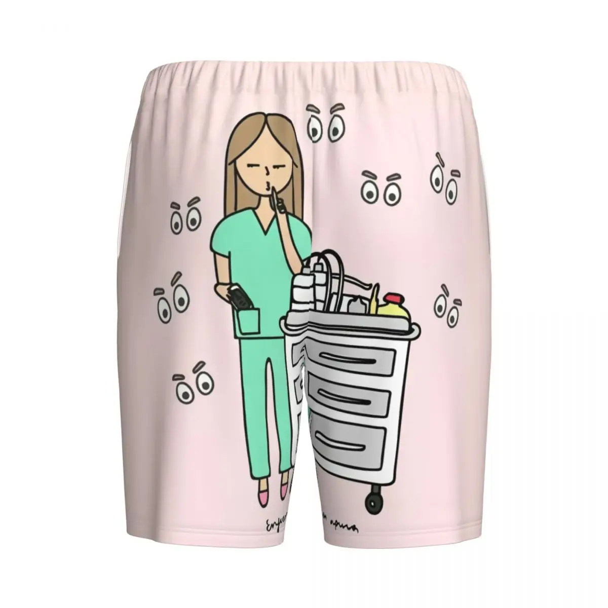 Benutzer definierte enfermera en apuros pyjama shorts für männer arzt krankens ch wester nachtwäsche lounge bottom stretch schlaf kurze pjs mit taschen