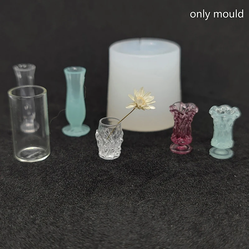 New Dollhouse Miniature Mini Vase DIY Drop UV Glue Flip Silicone Mold for Barbies Doll Accessories Toys