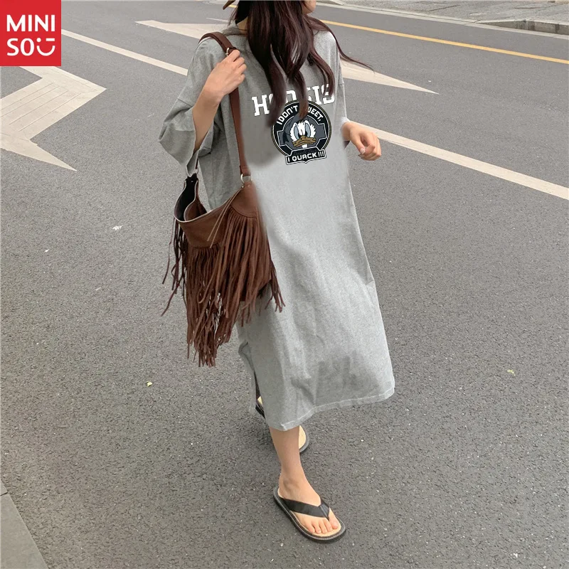 فستان ديزني دونالد داك، قطن متوسط الطول فضفاض للنساء #5