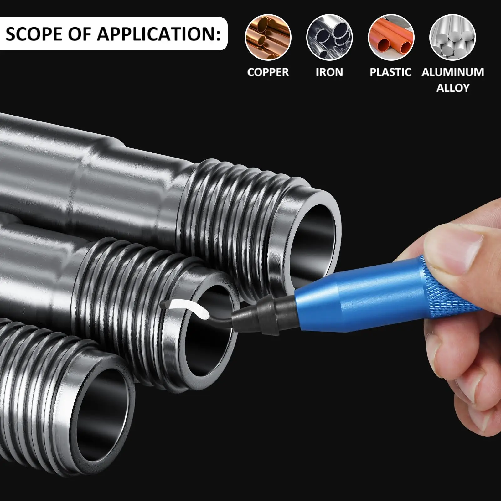 Deburring Tool Kit with 5 Extra Blades and 1 Handle Multifunctional for Metal Resin PVC Pipes Copper Plastic 3D Printed Edges