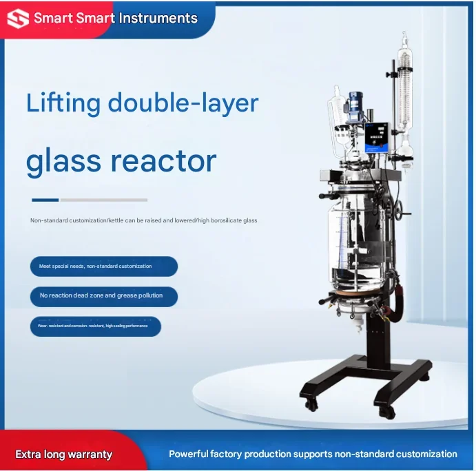 Lifting Double Glass Reactor Laboratory Electric Heating Rotary Vacuum High Temperature Resistant Jacket 5L 10L 20L 30L 50L 100L