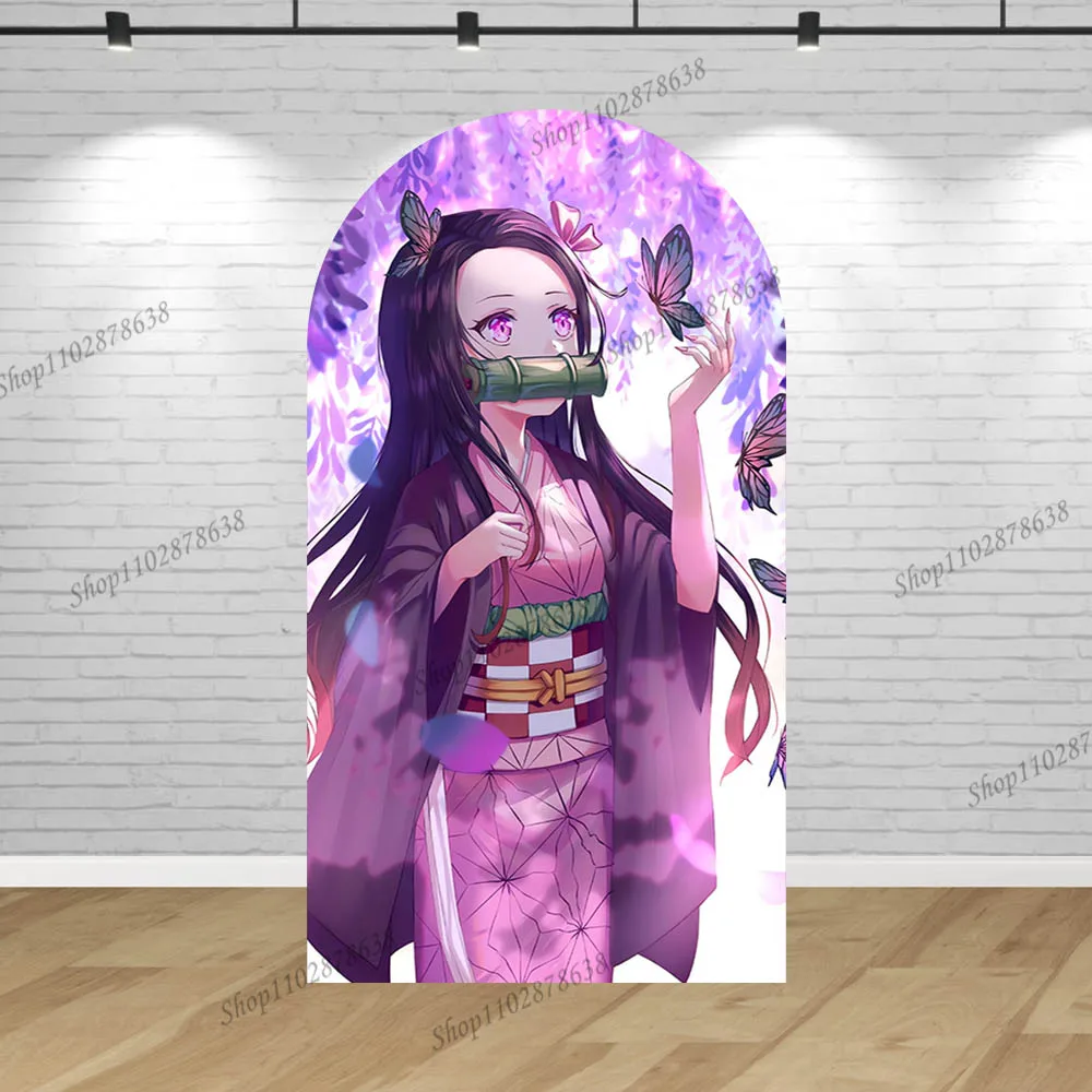 Demon Slayers Arch fondale Cover Girl Party Birthday Background Wall Double Decor Kamado Nezuko Baby Shower Banner in poliestere