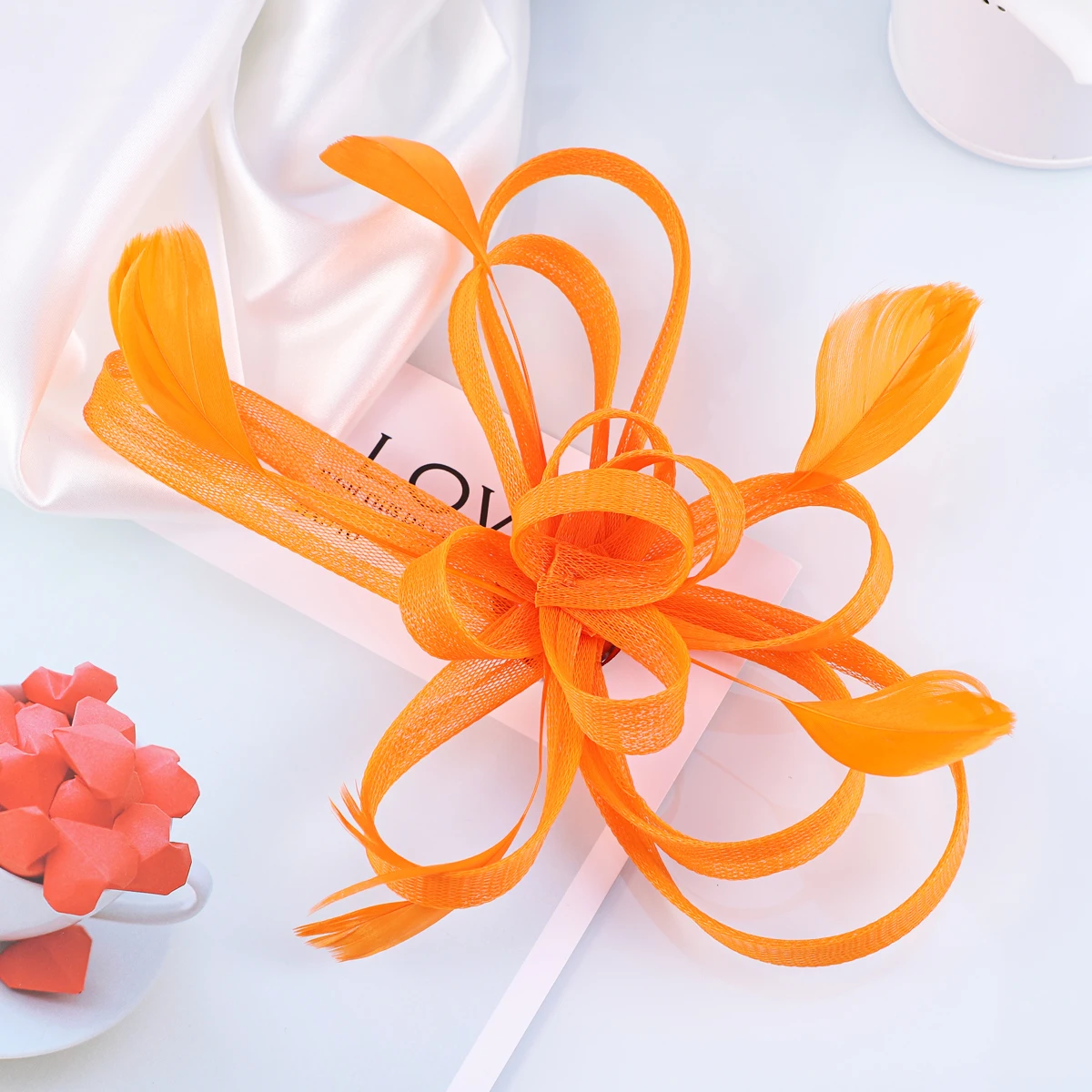 

Bridal Headwear Hair Clip Orange Lightweight Brooch for Wedding Party Formal Occasions Hair Accessory Elegant Fascinator