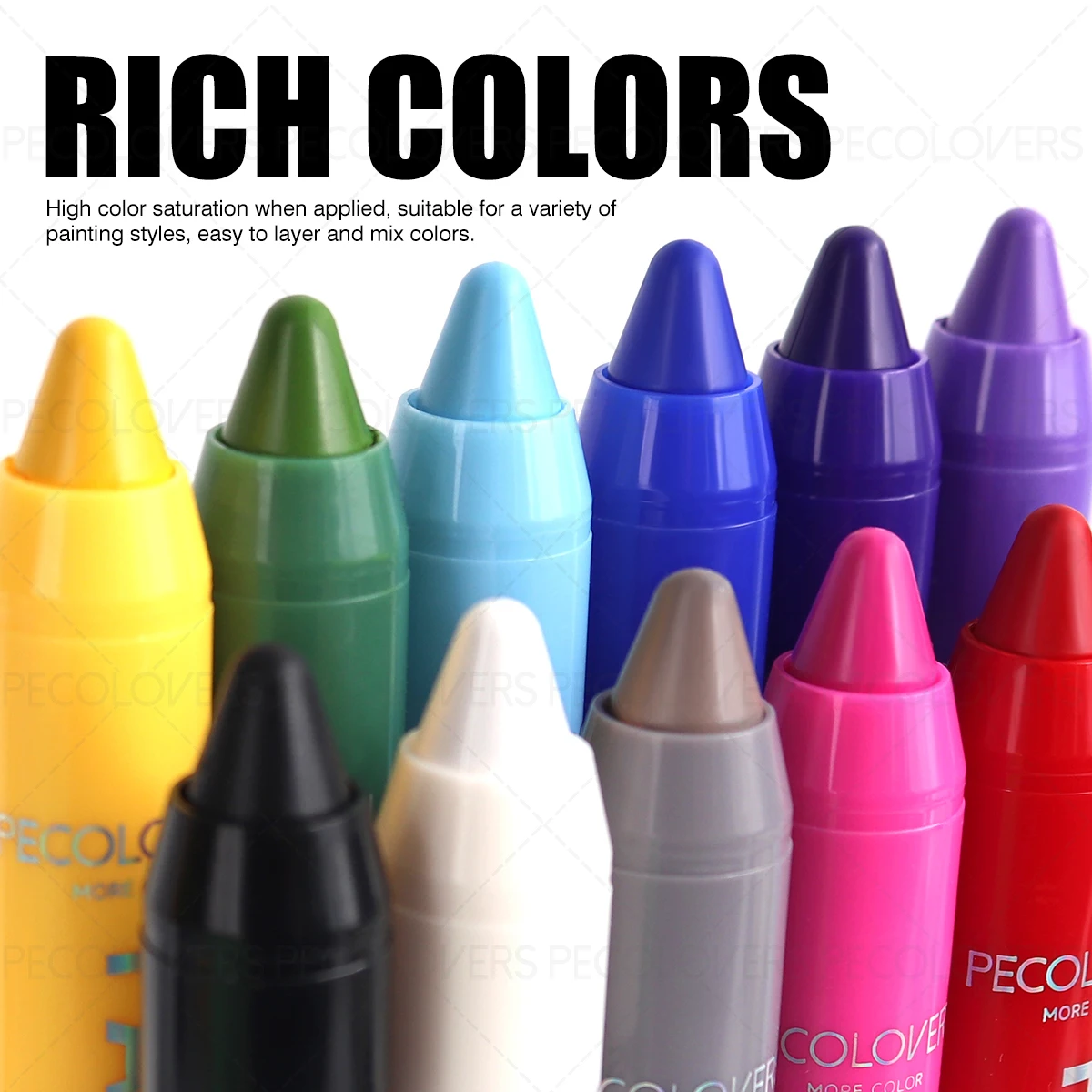 ปากกาเพ้นท์ตัวหลากสี 1 ชิ้น, เพ้นท์หน้า, การแสดงสีสูง, การเลือกสีหลากหลาย, เหมาะสำหรับการแต่งหน้าหลากหลายรูปแบบ