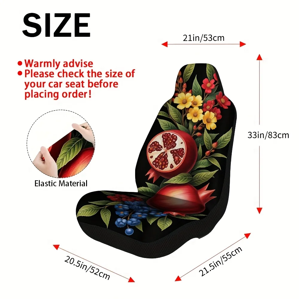 قطعتان، مناسبة عالمية للسيارة، سيارات الدفع الرباعي، سيدان، شاحنة الأزهار الرمان النباتية غرامة الفن طباعة مقاعد السيارة يغطي للنساء والرجال، Du