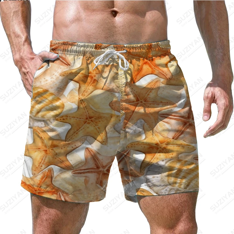 2023 Shell 3D Printing Pattern Shorts Fashion Casual Beach Shorts Men's Summer Loose Simple Shorts Swimming Shorts