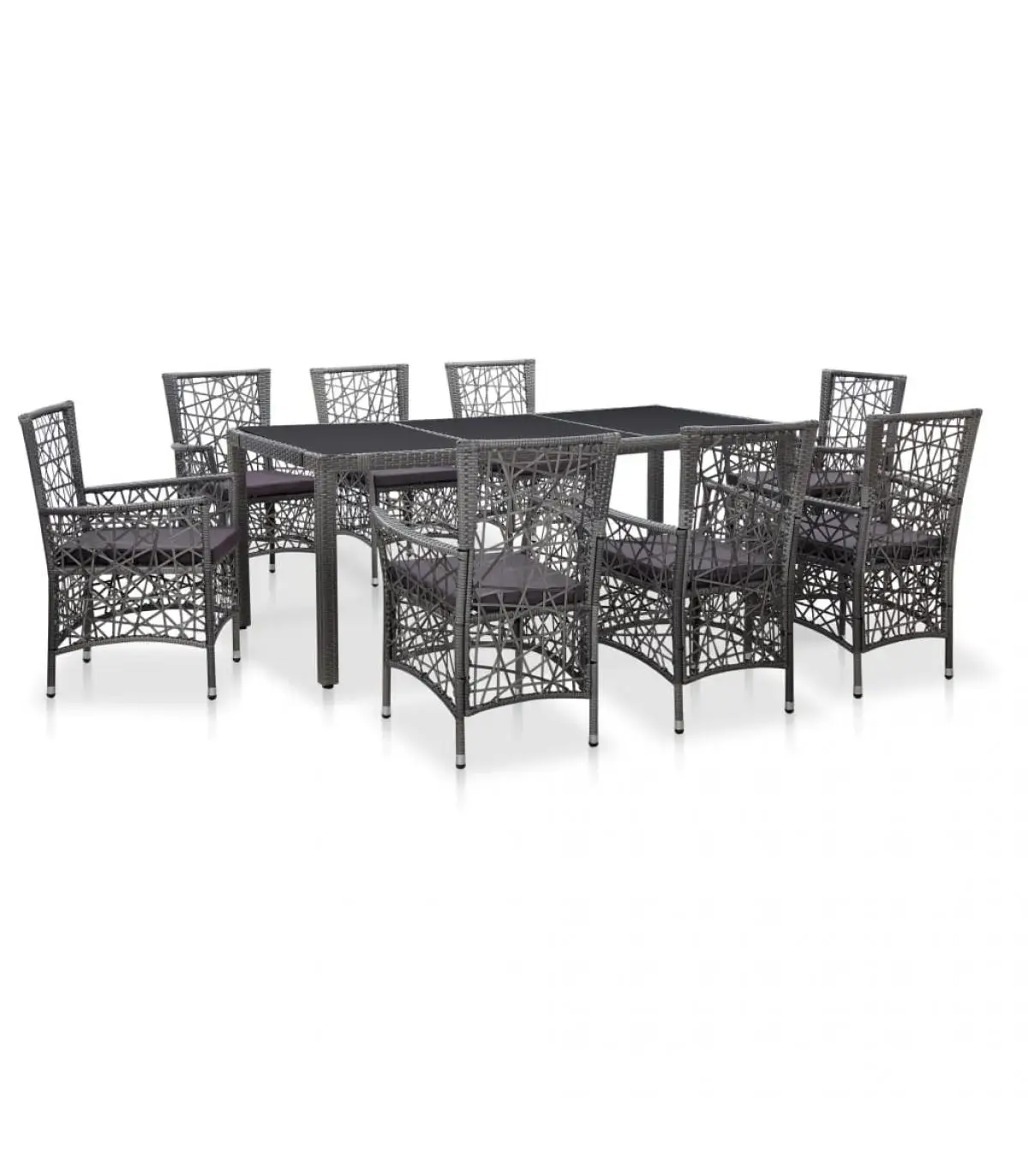 Garden sets garden dining set 9 pieces gray synthetic rattan