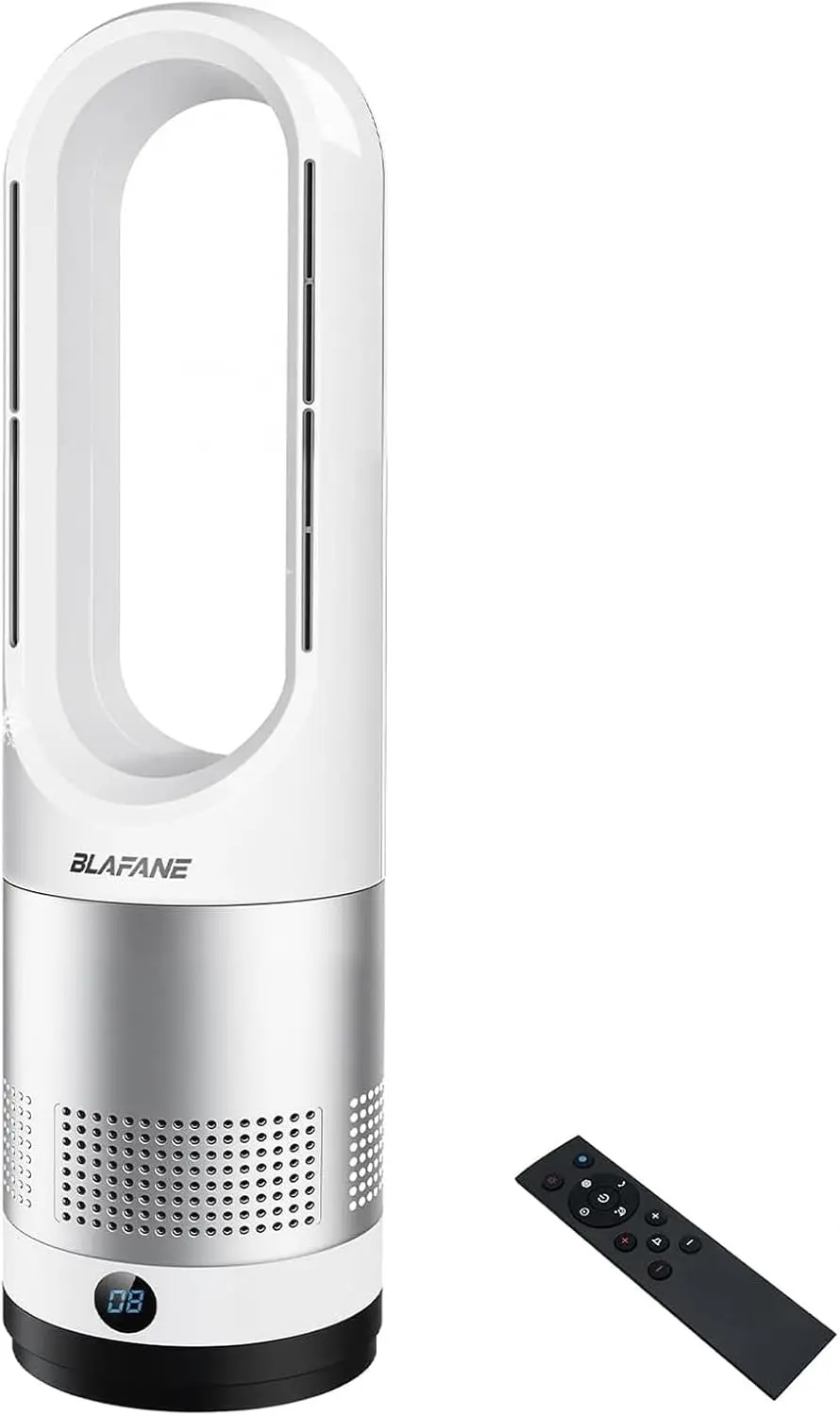 22 Inch Bladeless Tower Fan 10 Speeds Oscillating Cool Warm Air 9 Hour Timer Quiet Easy Clean LED Display Control Bedroom Office