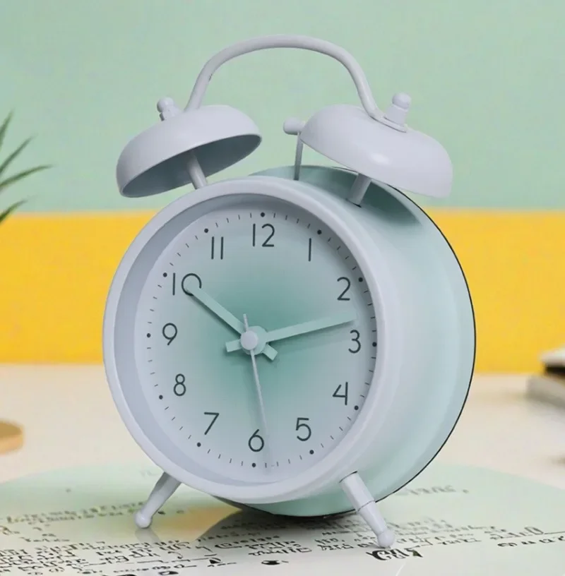 Nordic Simplicity Metal Alarm Clock Creative Colorful Gradient Colors Alarm Watch Big Ring Bedside Clock Students Wake Up