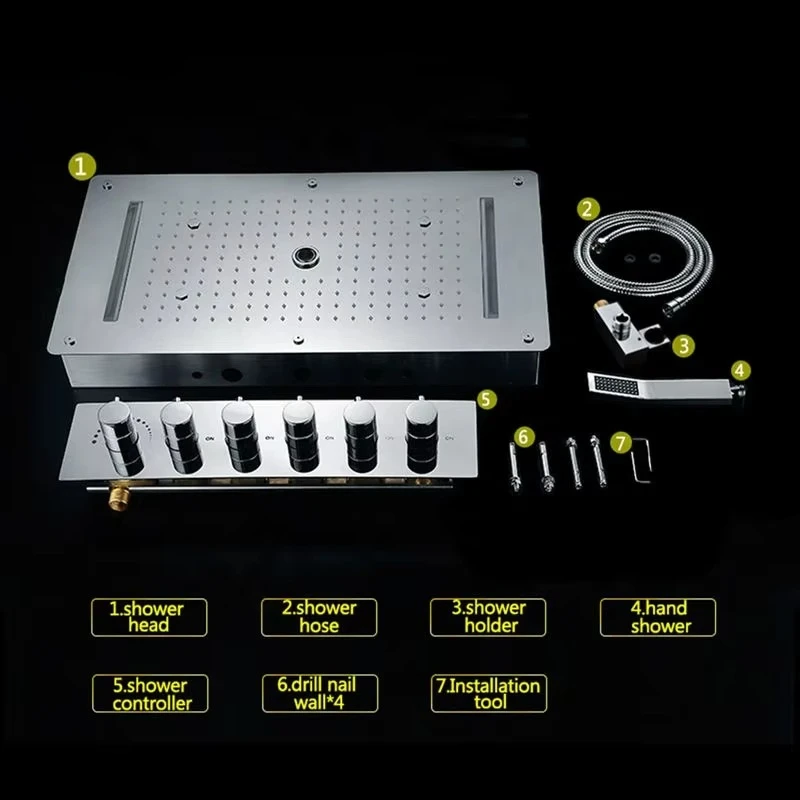 Hot and Cold LED Shower 304 SUS Ceiling Large Shower Set Rainfall, Waterfall, Column , Mist