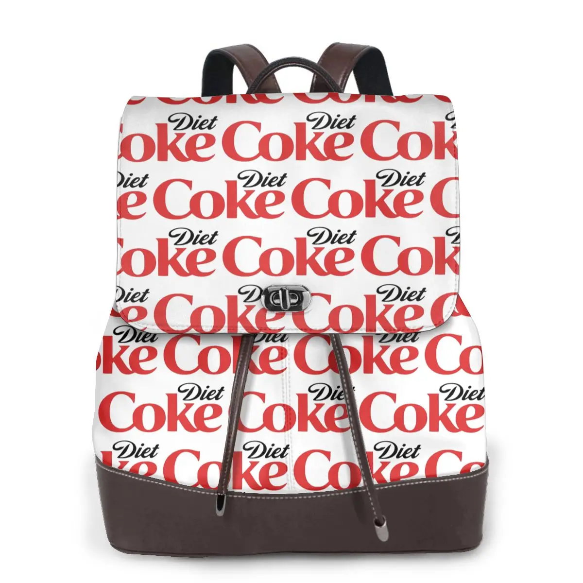 Coke Funny Lover Diet Women Soft Leather Backpack Large Capacity Multi Pockets Work Travel Ladies Casual Rucksack