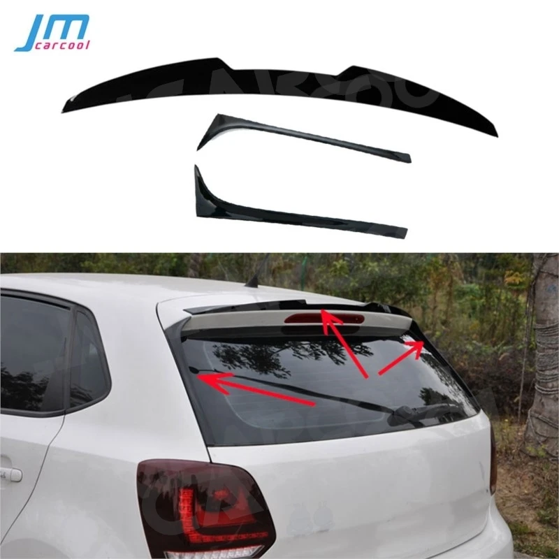 

ABS Rear Roof Spoiler Windshield Trim Wings For Volkswagen VW Polo Standard 2011-2018 Not For GTI R Piano Black Aprons Winglet