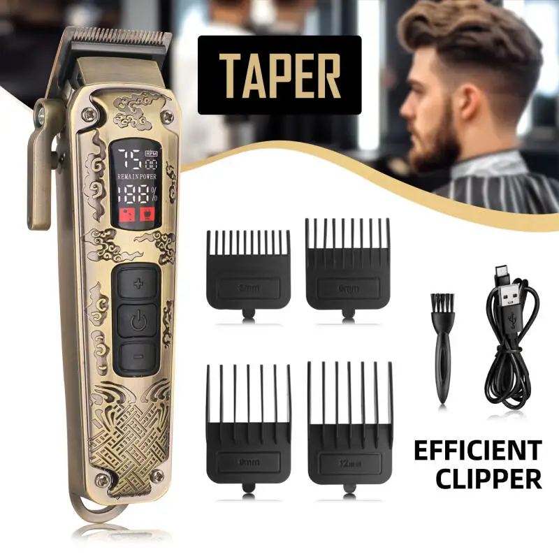 

2025 Professional Hair Clippers KIKIDO Hair Cutting Machine Retro Cordless Digital Display Adjustable Hair Trimmer for Man Gifts