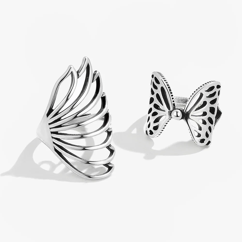 100% solide 925 Sterling Silber Schmetterling Blatt Ringe Für Frauen Einfache Trendy Retro Anillos Party Geschenke Zubehör