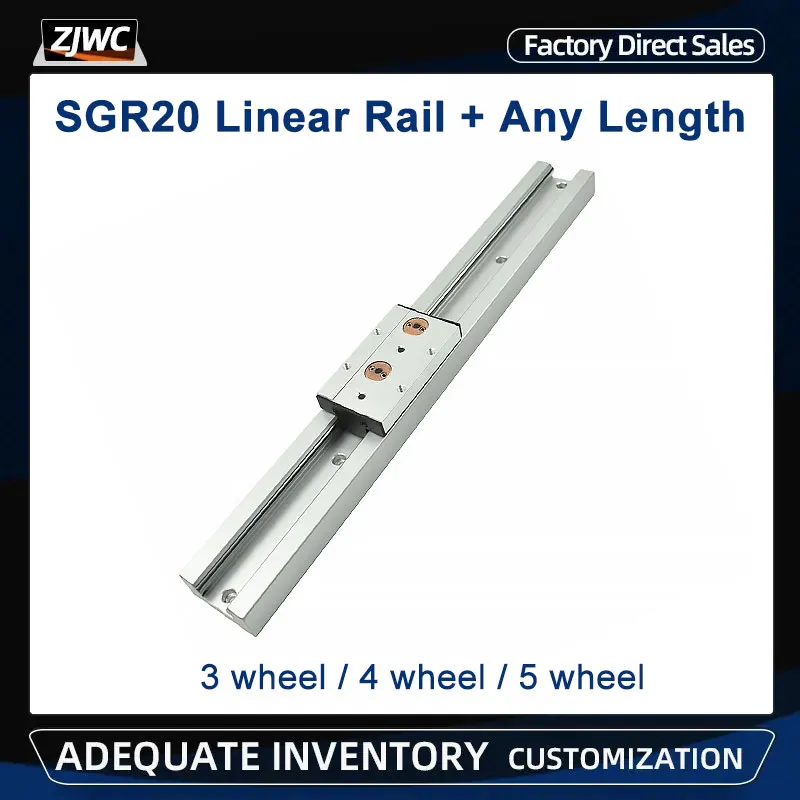 1pc SGR20 Built-in Dual-axis Linear Guide 60mm SGR20N Rail+1PC SGB20 Block Optical Axis Photography Track Woodworking Machinery