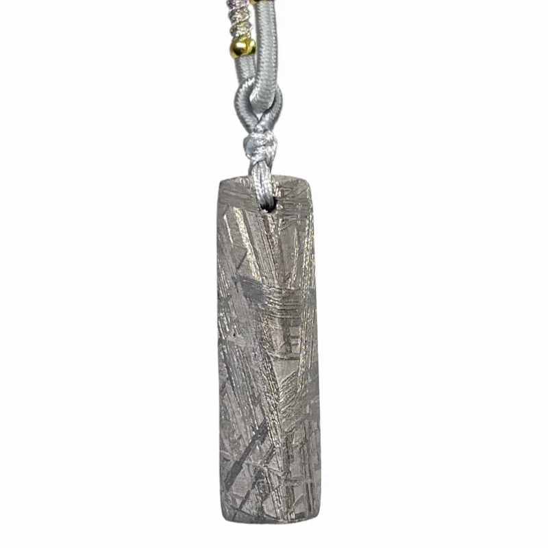 Natural Gibeon Meteorite Long Column Pendant Genuine Meteorite Widmanstätten Pattern Hand Polished Necklace Pendant LK621