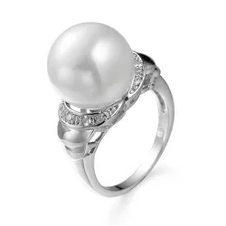 100% Genuine White Pearl Ring Elegant Ring For Women Fashion 925 Sterling Silver Jewelry For Bijoux Women Bague Pour