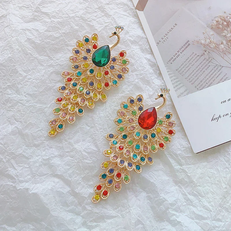 Fashion Rhinestone Peacock Brooches For Women Coat Party Jewelry Accessories Gifts