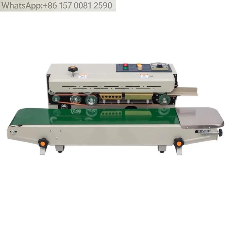「hit Product」FR-900 Food Bags Continuous Sealing Machine Automatic Plastic Film Packag Sealer Commercial Small Packager 220V Hea