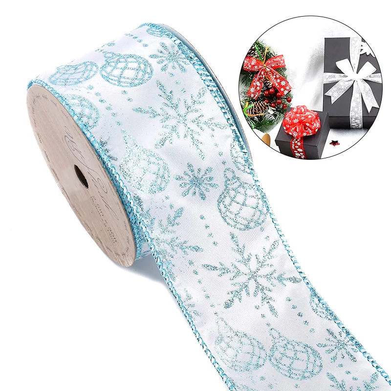 3Yards/Rolle Weihnachten Schneeflocke Muster Band 6,3 cm breit handgemachte DIY Geschenk verpackung Band Weihnachts baum Girlande Bögen Material