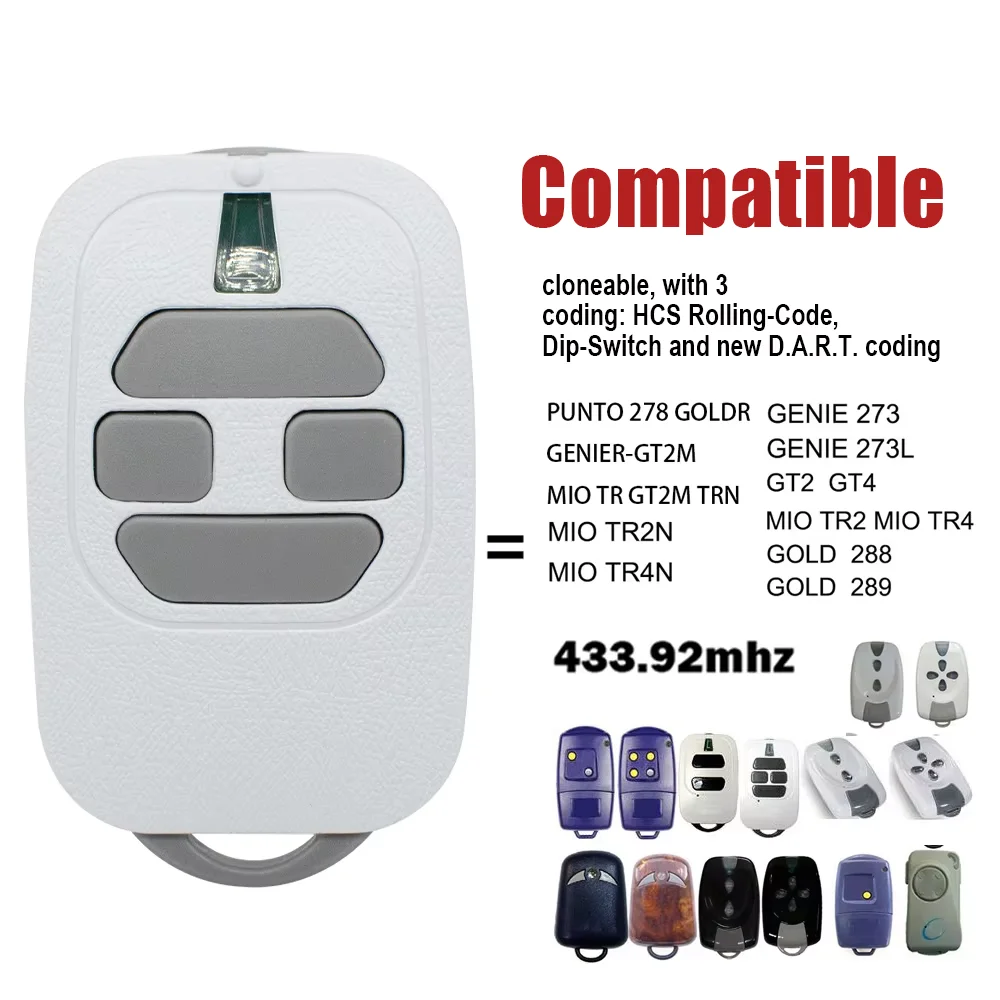 Clone GTI2M GTI4M Garage Door Remote Control 433MHz Gate Opener