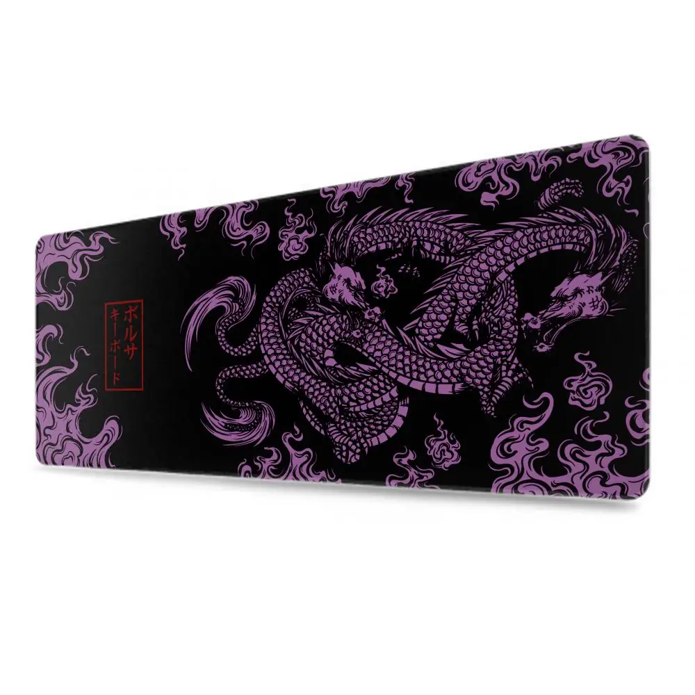 Tapis de souris Dragon japonais, tapis de jeu, clavier Gamer, polymères de bureau, tapis de maison, accessoires de bureau, anime noir et blanc, Deskvirus