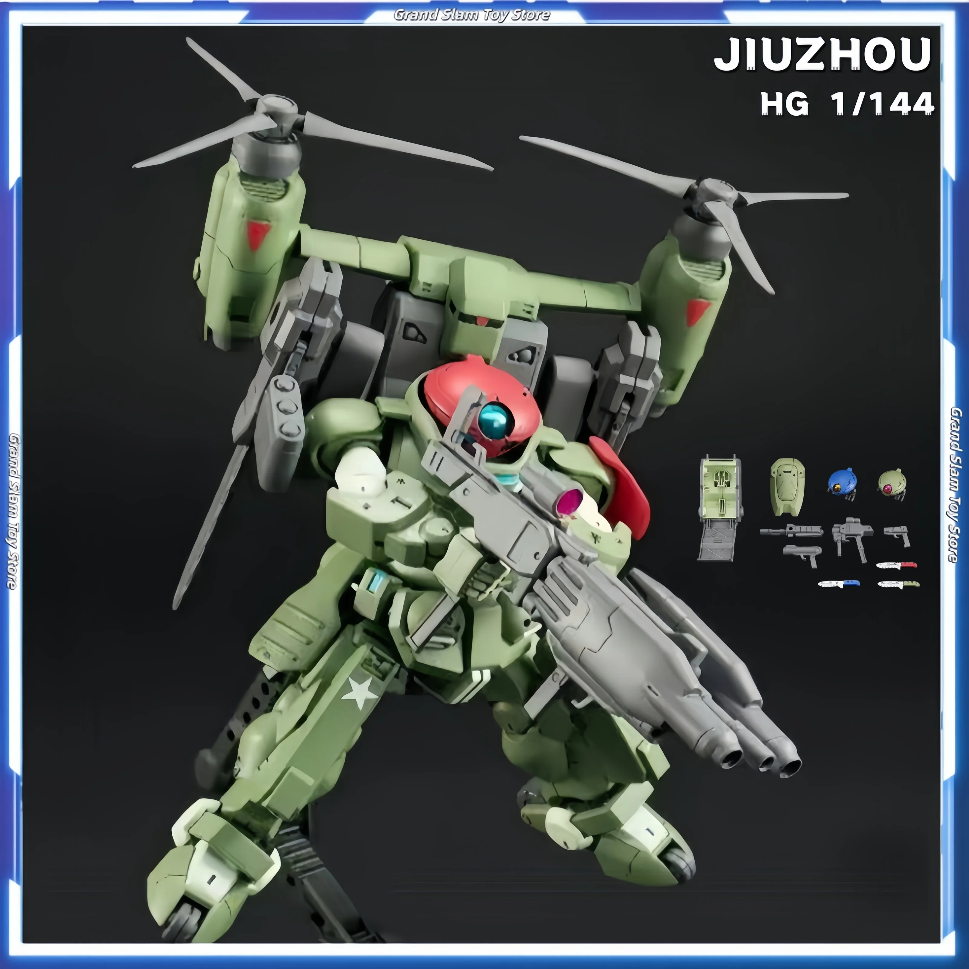 Em estoque jiuzhou 1/144 hg gg 001rb grmoire boina vermelha com kits de modelo de montagem de aeronaves anime figura de ação robô modelo brinquedos