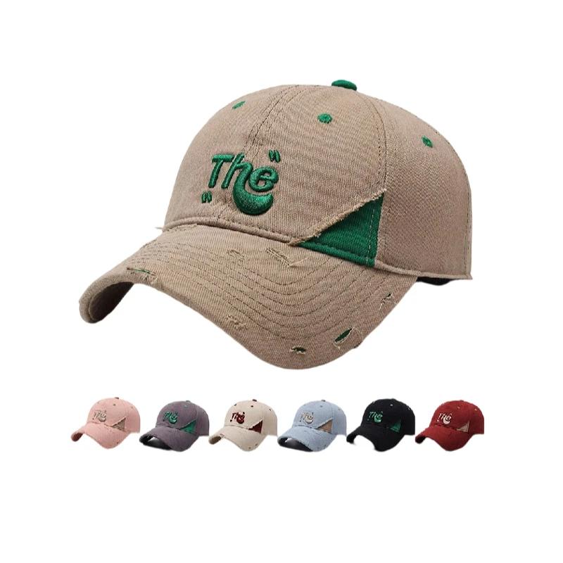 Personalized Letter Design Baseball Cap, Ripped Spliced Street Style Hat, Fashion Trendy Casual Cap for Outdoor Daily Wear