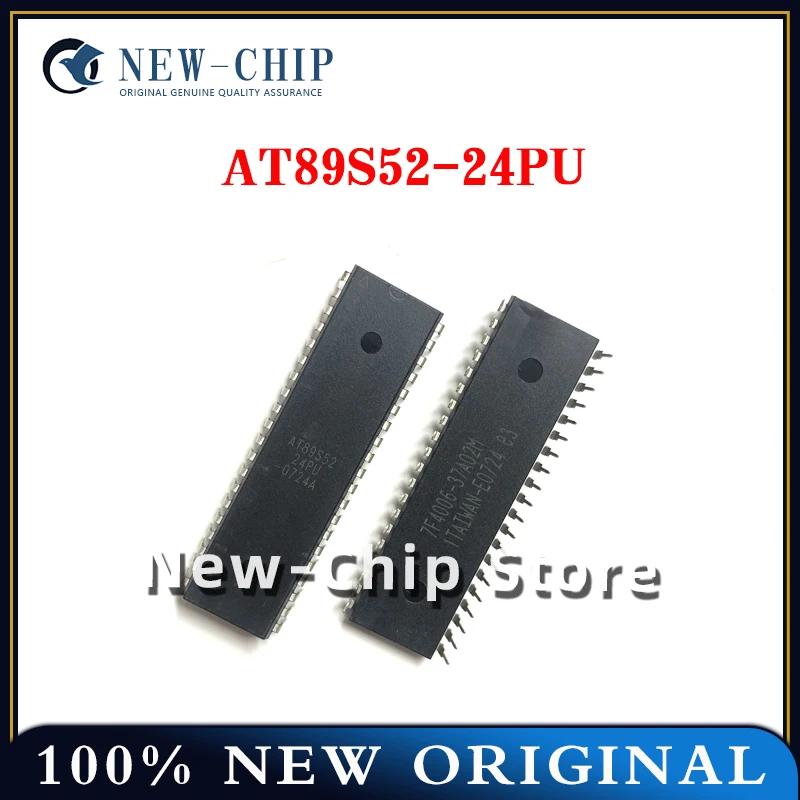 5PCS-100PCS/LOT  AT89S52-24PU  DIP-40  8-bit flash memory microcontroller chip   New Original AT89S52  DIP40 Black socket base