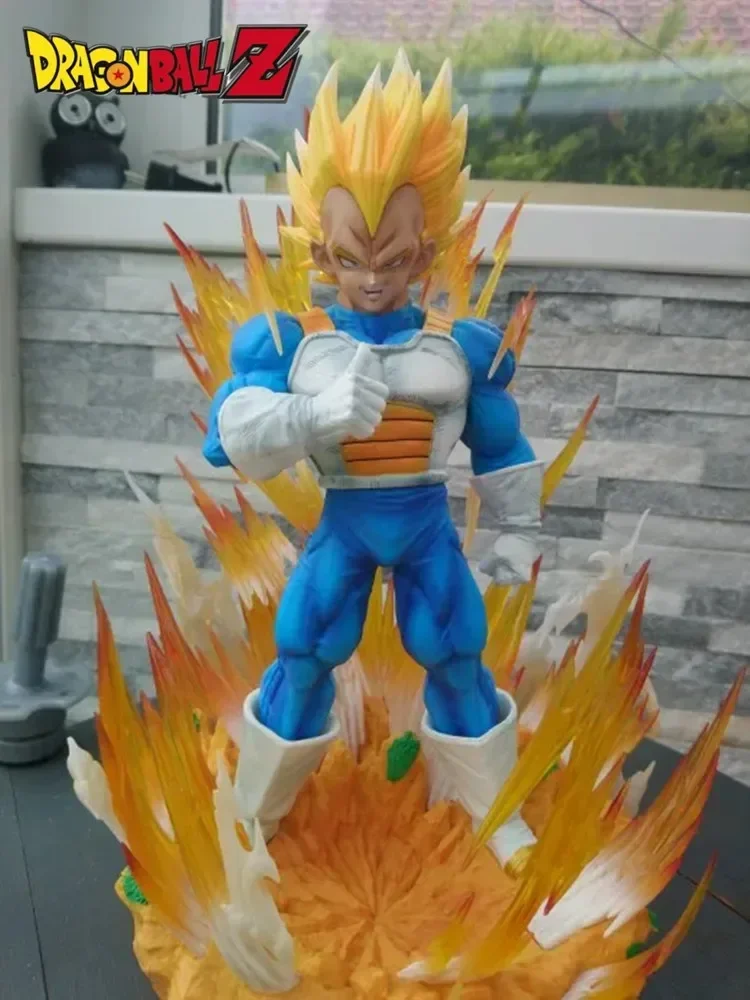 

37cm Dragon Ball Cs Vegeta Anime Figures Gk Goku Demonize Super Saiyan Statues Around Anime Scenes Collectable Toy Gift