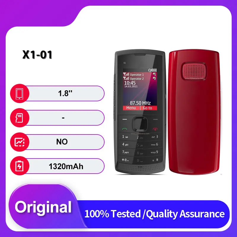 هاتف محمول أصلي غير مقفول X1-01 ثنائي الشريحة GSM 2G لوحة مفاتيح عربية روسية مصنوعة في فنلندا #1